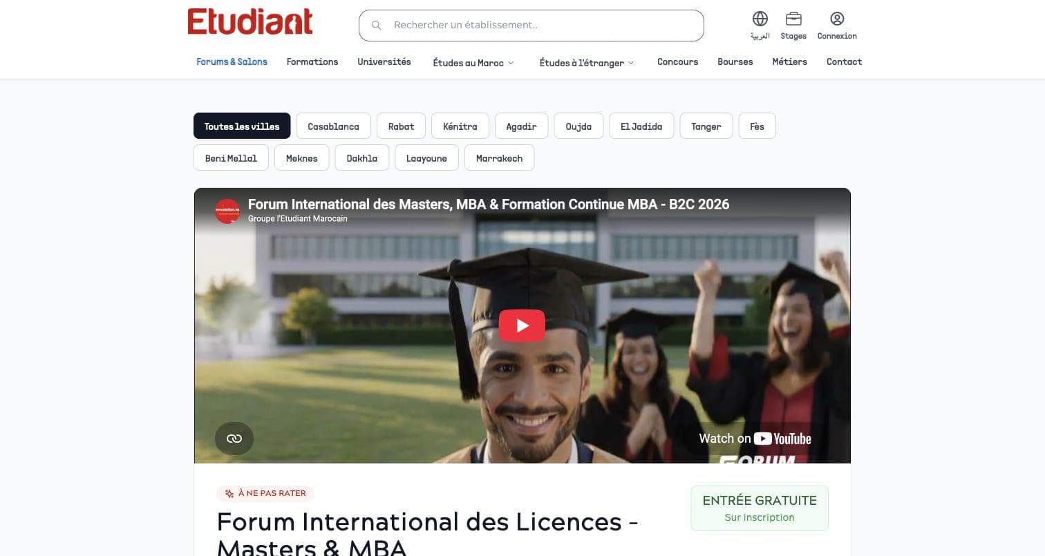 Etudiant.ma — forums et salons par ville