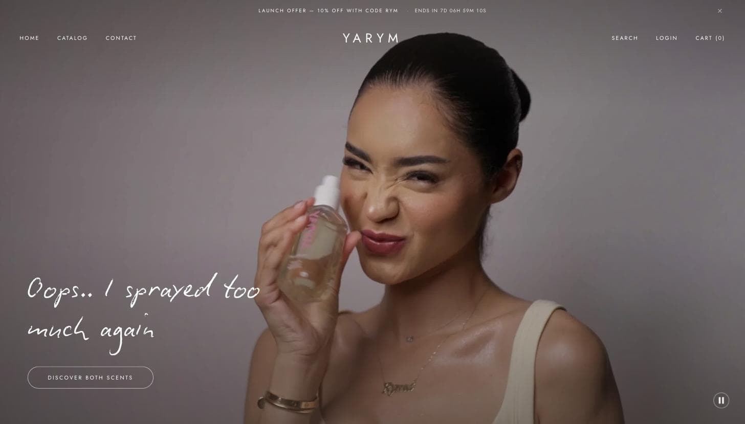 YARYM — page d'accueil de la boutique Shopify